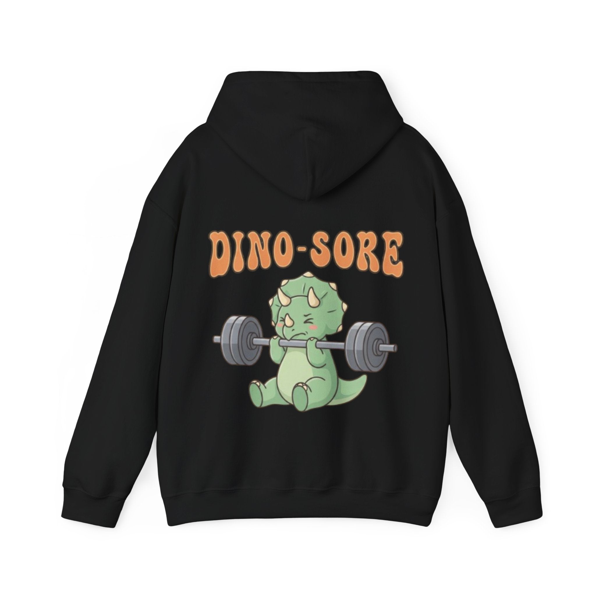 Dino-Sore Adult Hoodie — Cute Triceratops Weightlifting Sweatshirt
