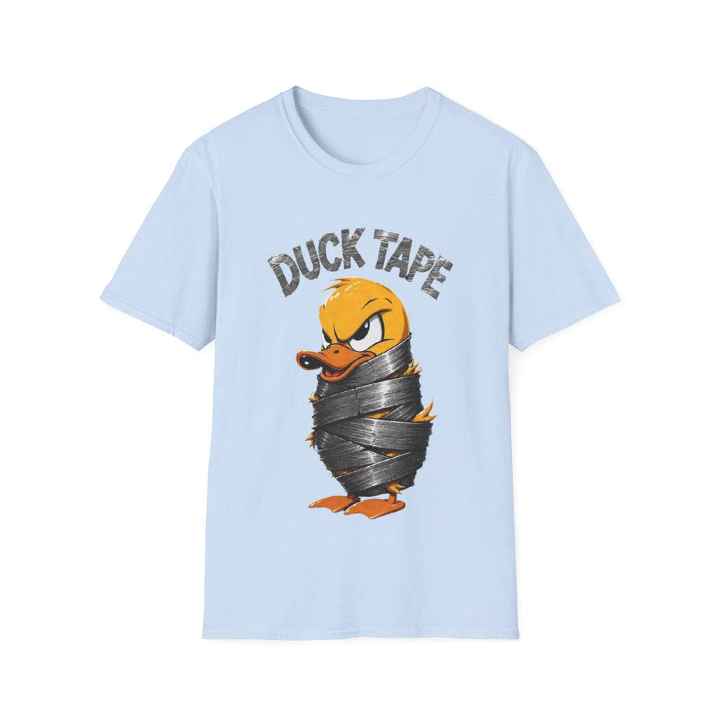 Duck Tape Adult T-Shirt — Funny Angry Duck Wrapped in Duct Tape Graphic Tee