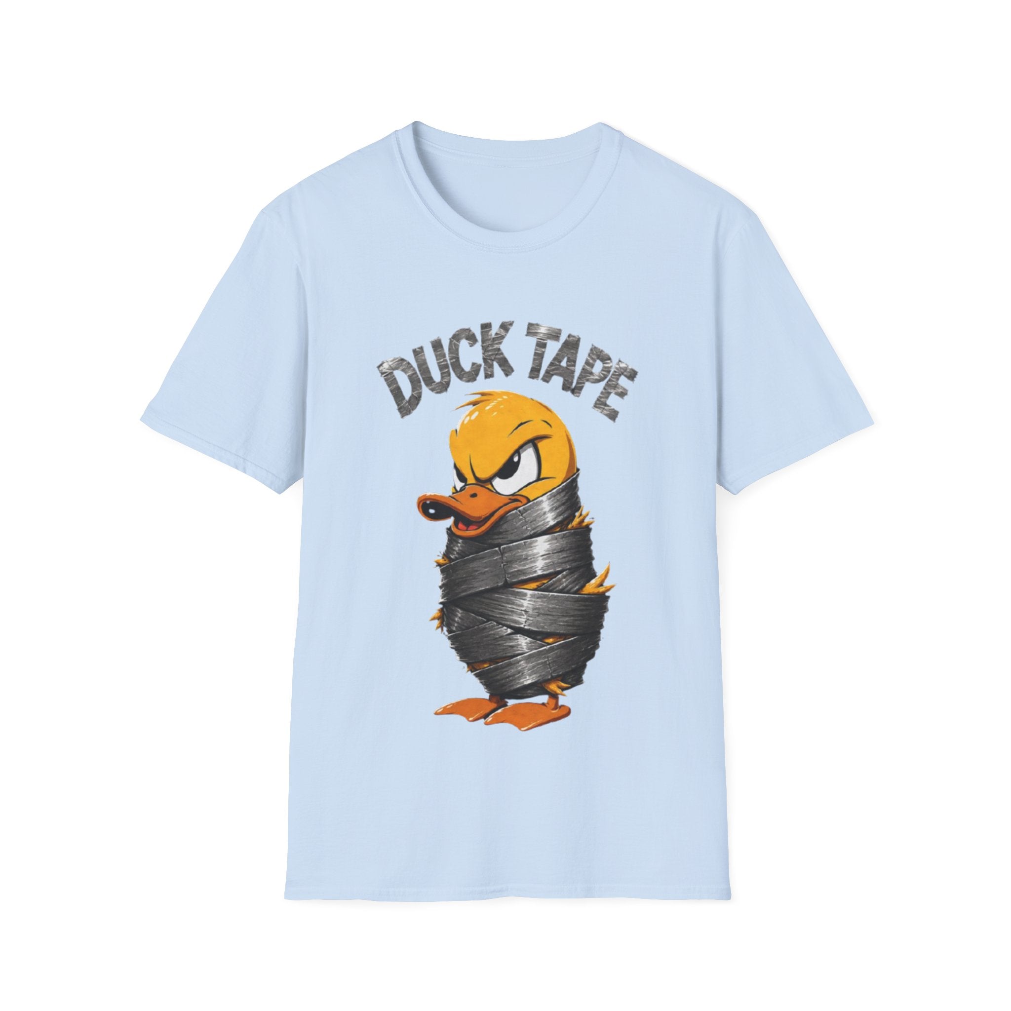 Duck Tape Adult T-Shirt — Funny Angry Duck Wrapped in Duct Tape Graphic Tee