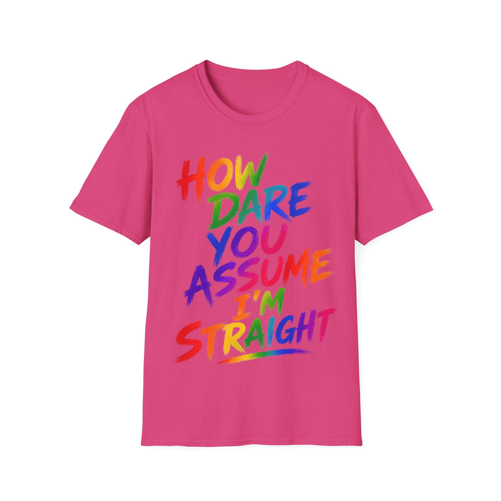 How Dare You Assume I’m Straight Adult T-Shirt — Rainbow Pride Graphic Tee