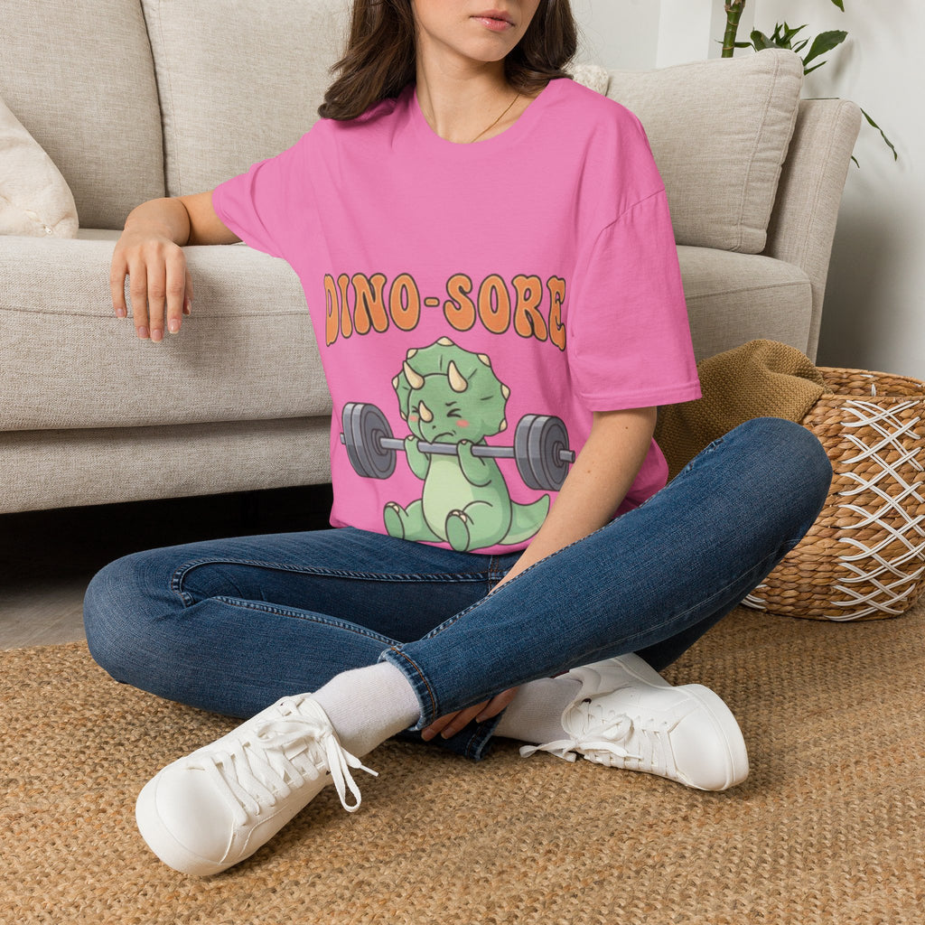 Dino-Sore Adult T-Shirt — Cute Workout Dinosaur Fitness Tee