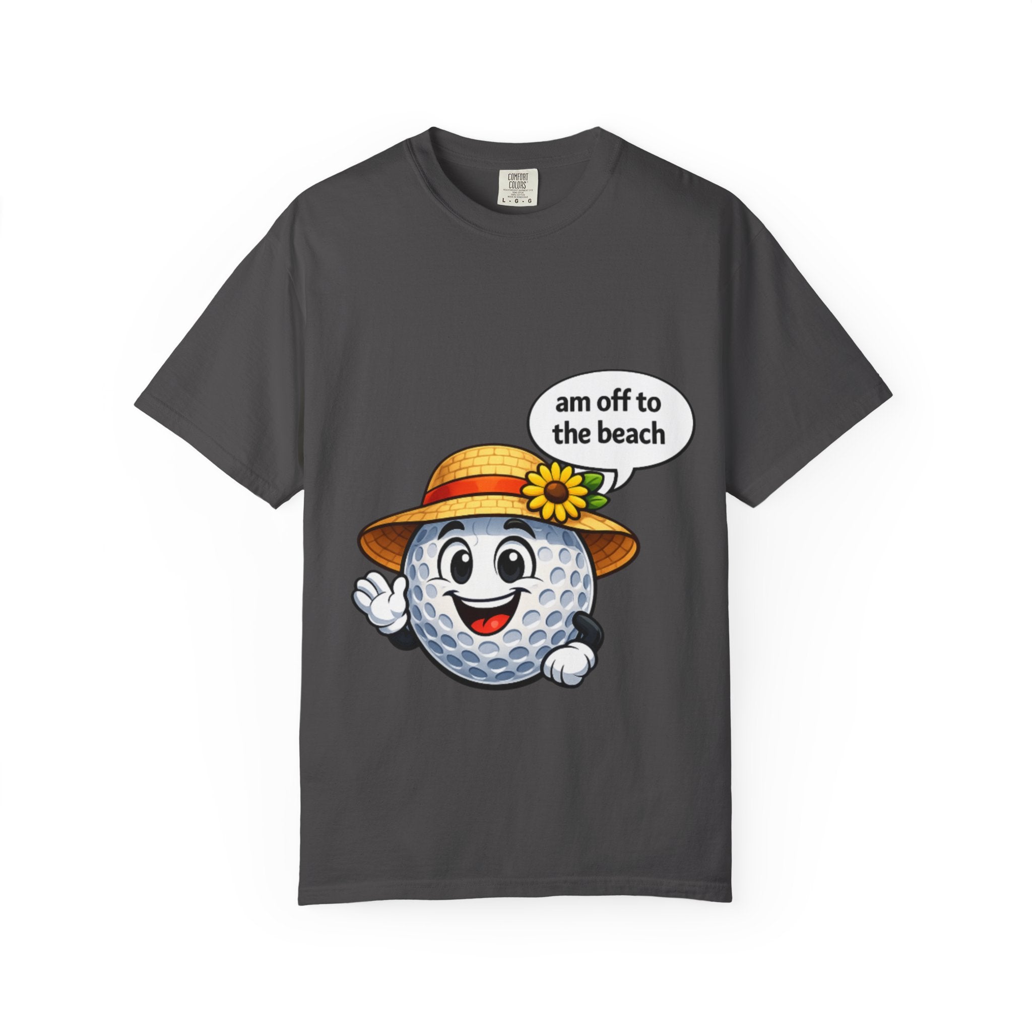 Golf Ball Graphic Tee — "am off to the beach" Cute Summer Golf T-Shirt