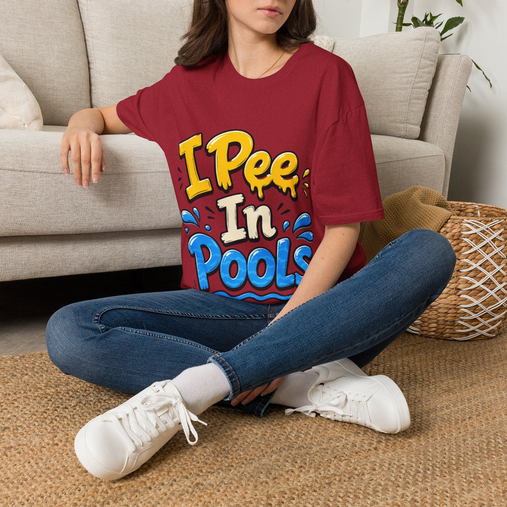 Funny "I Pee in Pools" Adult T-Shirt — Humorous Summer Pool Party Tee