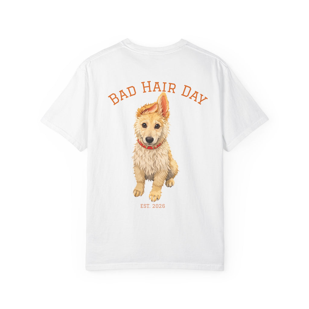 Bad Hair Day Puppy Adult T-Shirt | Paw Print Graphic