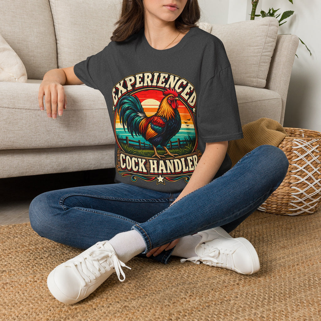 Experienced Cock Handler Adult T-Shirt — Retro Rooster Graphic Tee