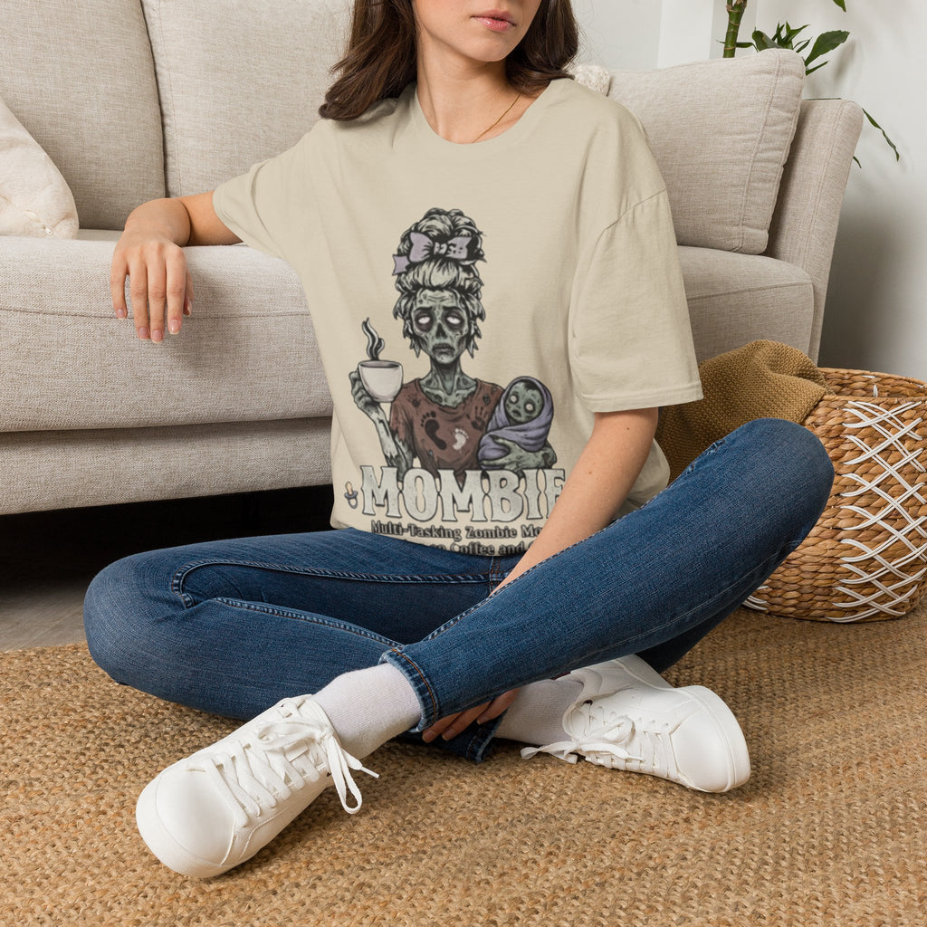 Mombie Adult T-Shirt – Funny Zombie Coffee Tee for Halloween & Horror Fans