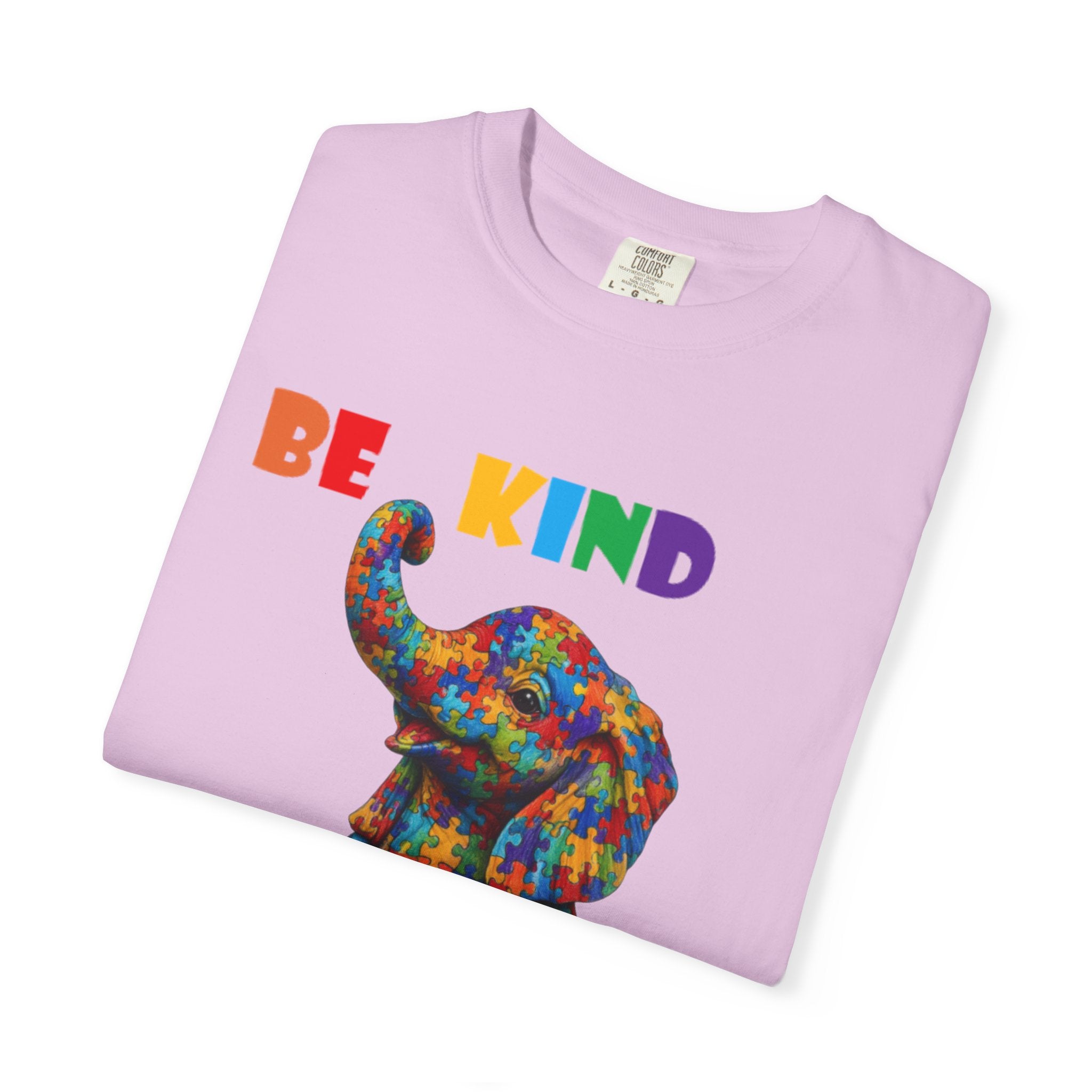 Be Kind Be Strong Elephant T-shirt | Colorful Puzzle Pattern Adult T-Shirt