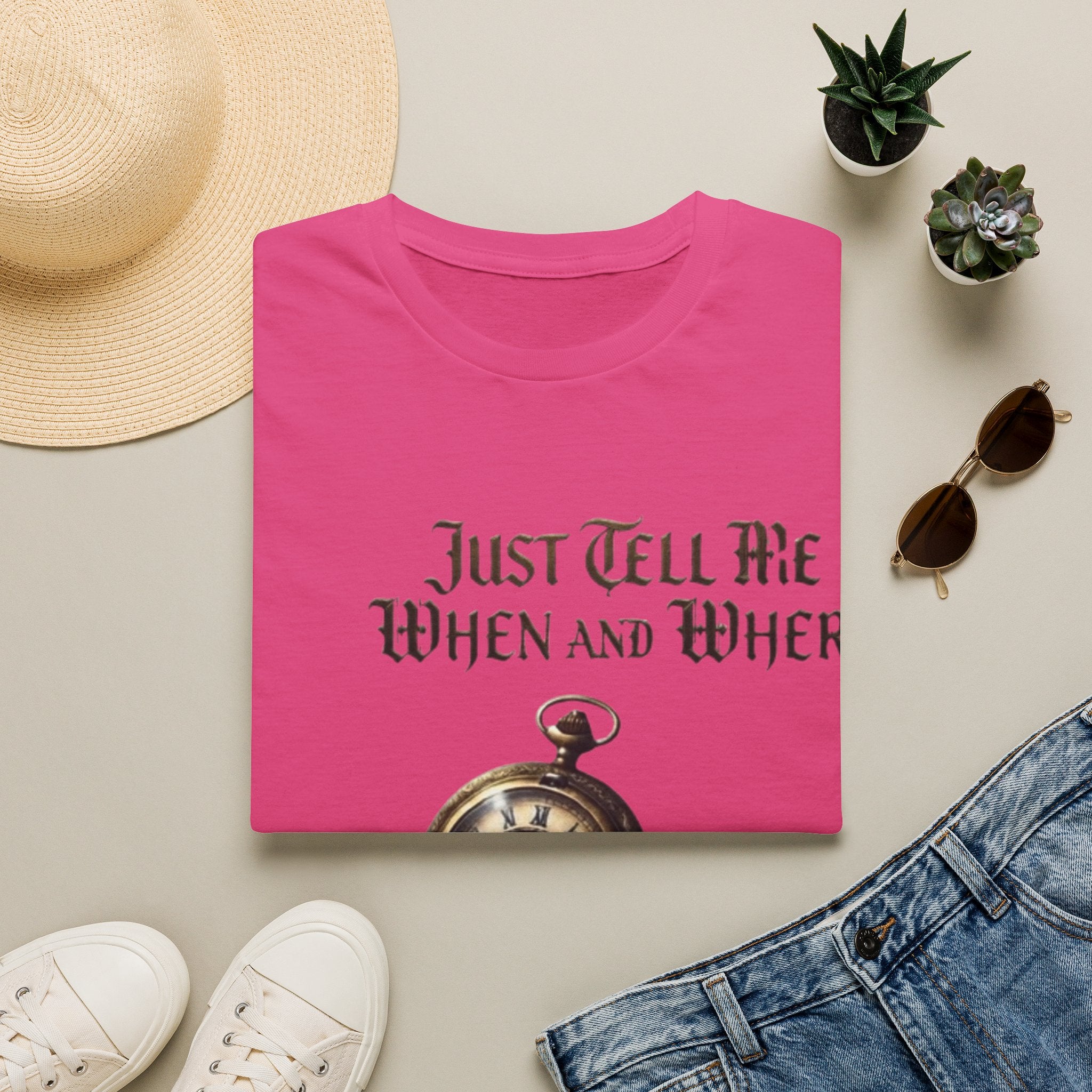 Pocket Watch Adult T-Shirt — "Just Tell Me When and Where" Vintage Timepiece Tee