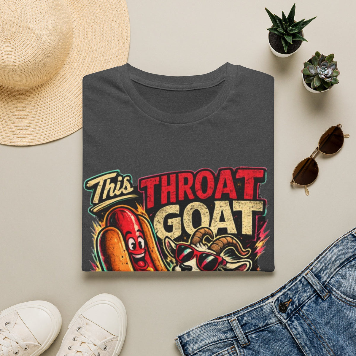 This Throat Goat Adult T-Shirt — Retro Hot Dog Graphic Tee