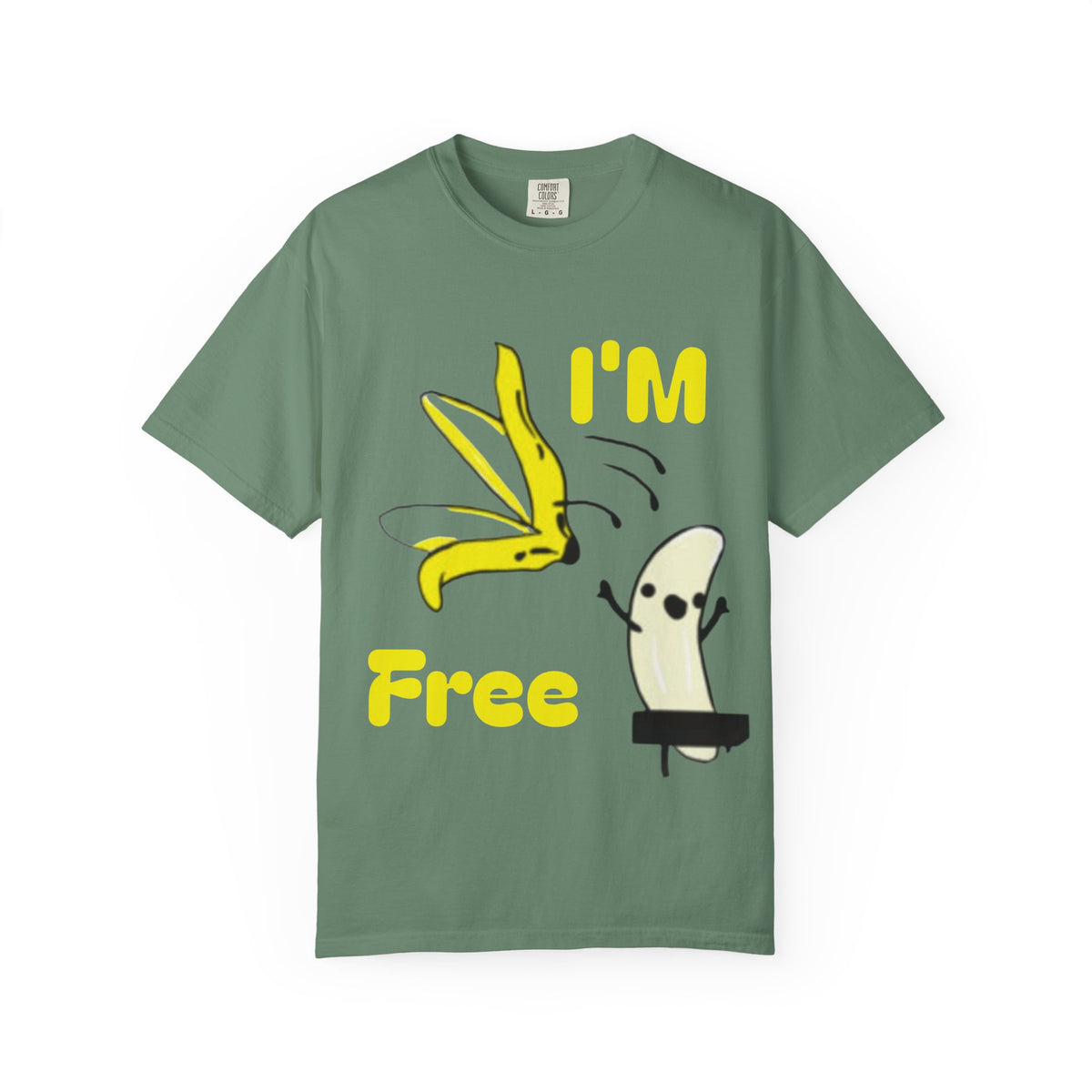 Banana Skateboard Adult T-Shirt — "I’m Free" Cute Skateboarding Banana Graphic Tee