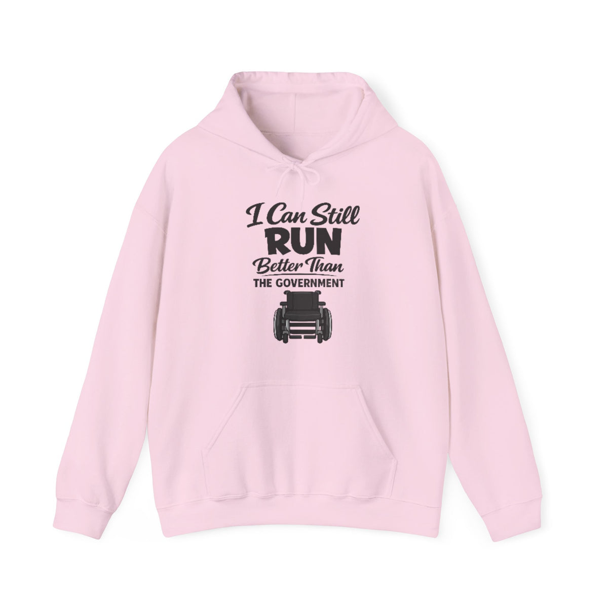 Adult Hoodie — "I Can Still Run Better Than The Government" Lawn Mower Funny Political Sweatshirt