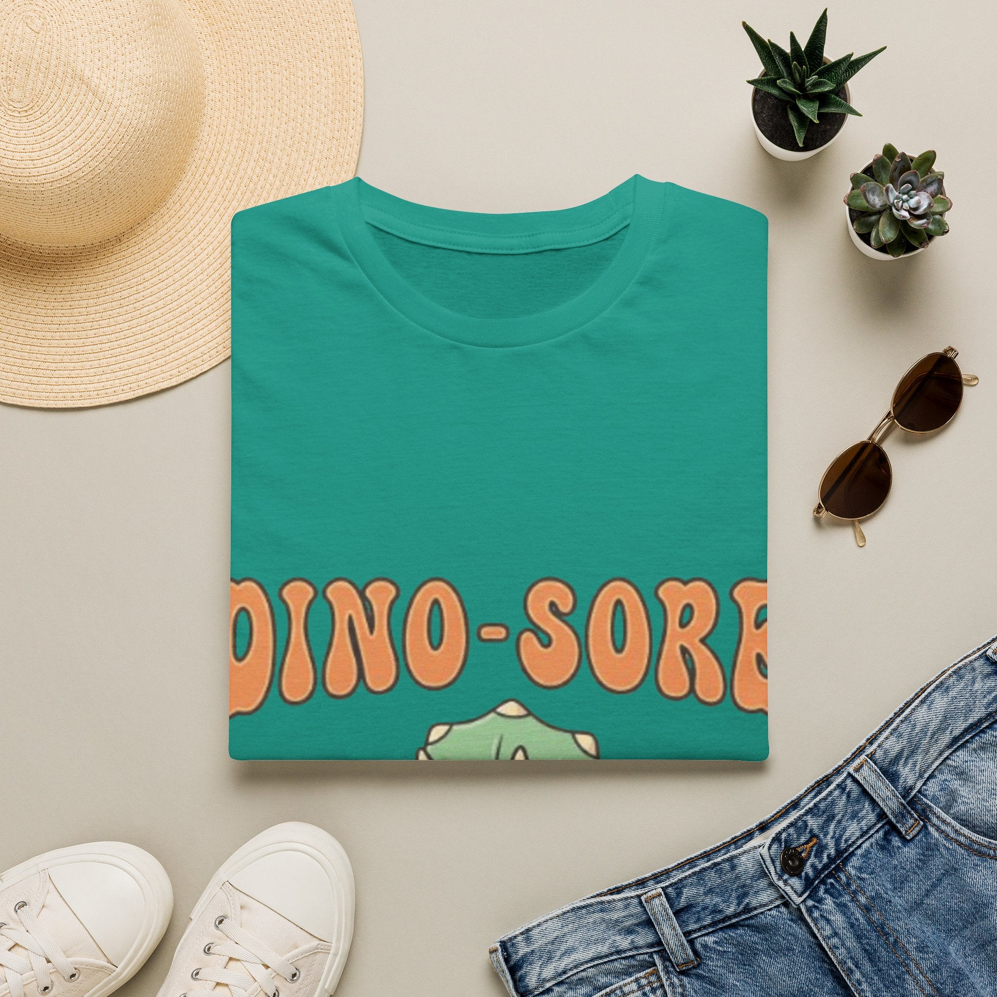 Dino-Sore Adult T-Shirt — Cute Workout Dinosaur Fitness Tee
