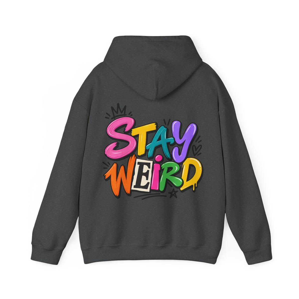 Stay Weird Adult Hoodie – Colorful Graffiti Graphic Hoodie