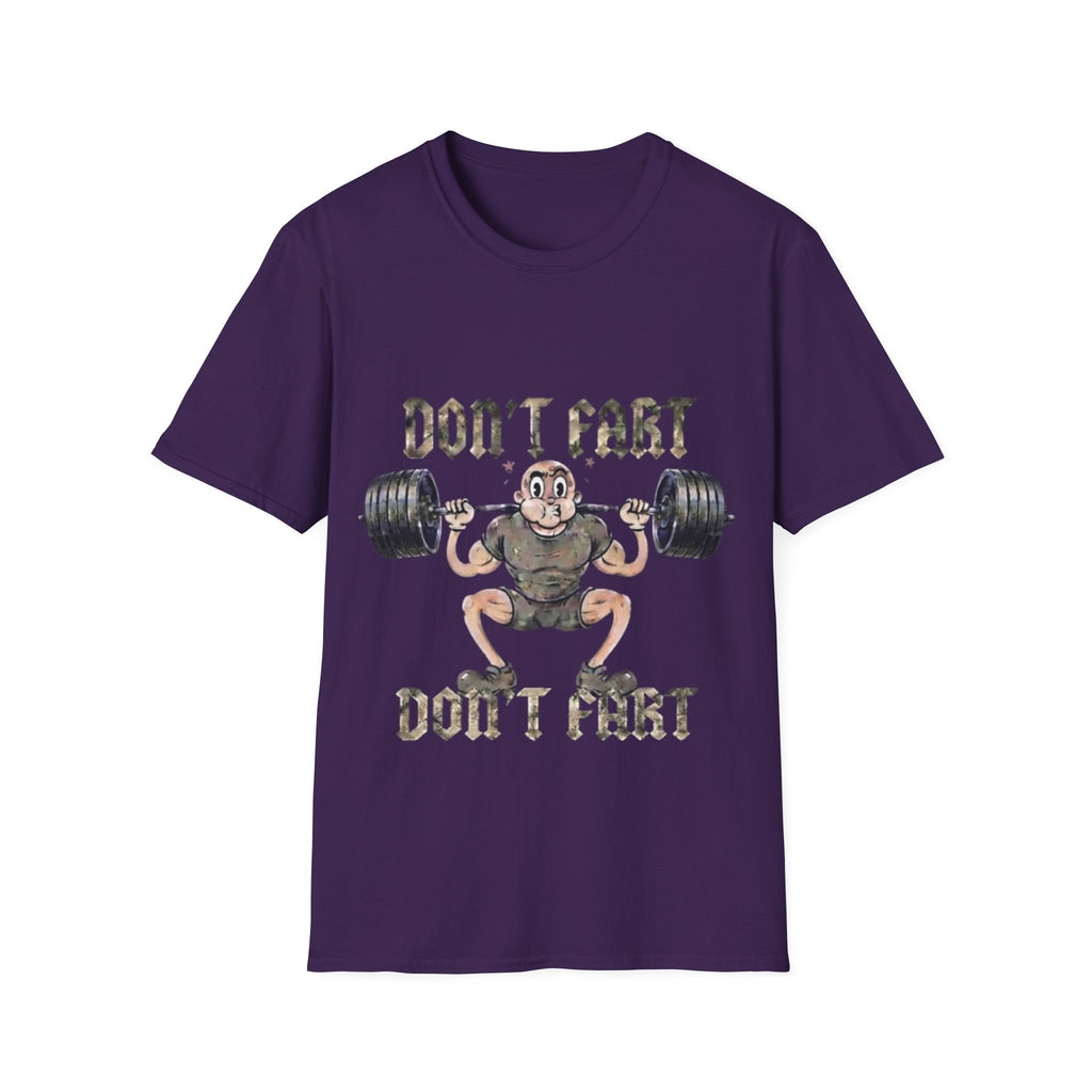 Don't Fart Weightlifting  Adult T‑Shirt — Funny Gym Workout Tee