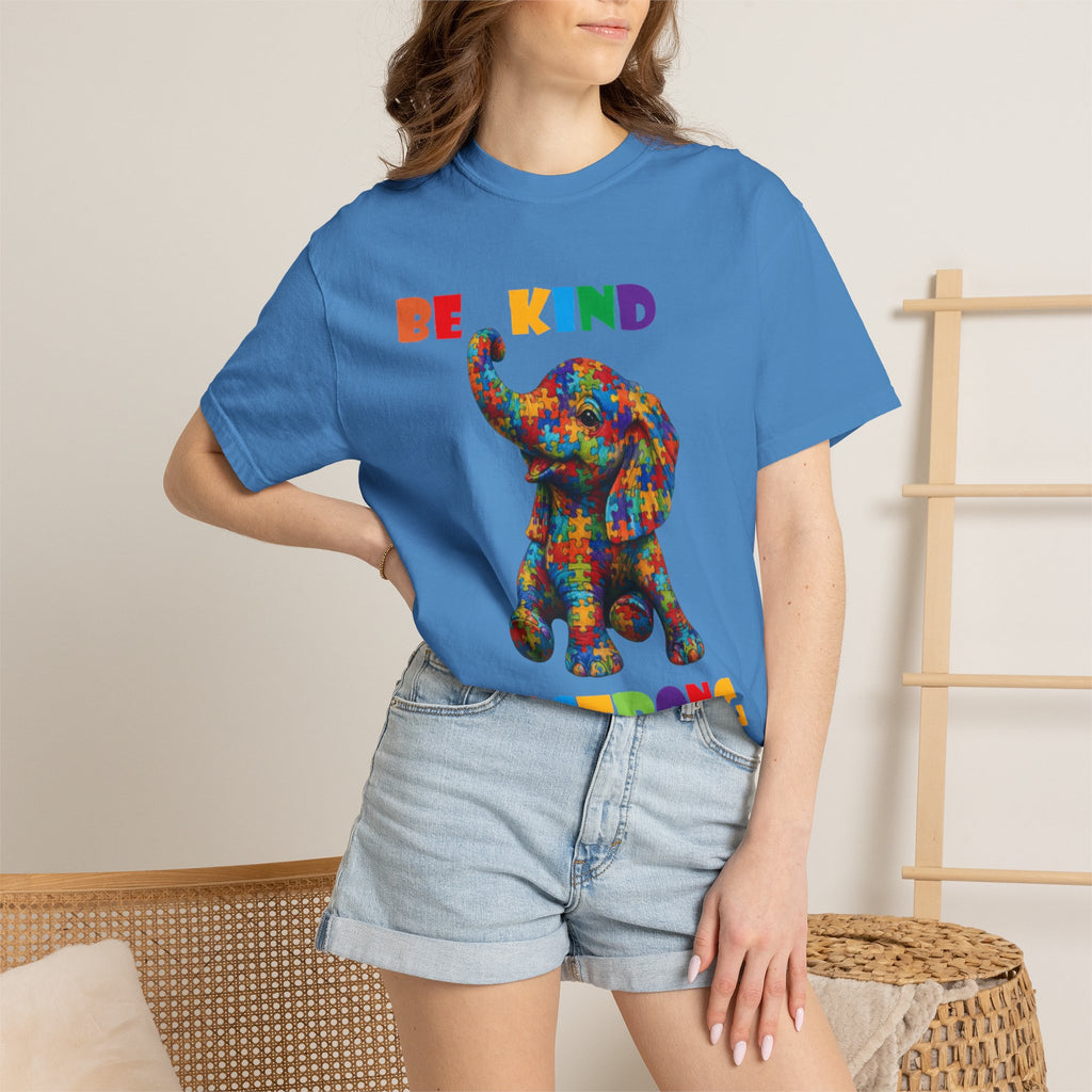 Be Kind Be Strong Elephant T-shirt | Colorful Puzzle Pattern Adult T-Shirt