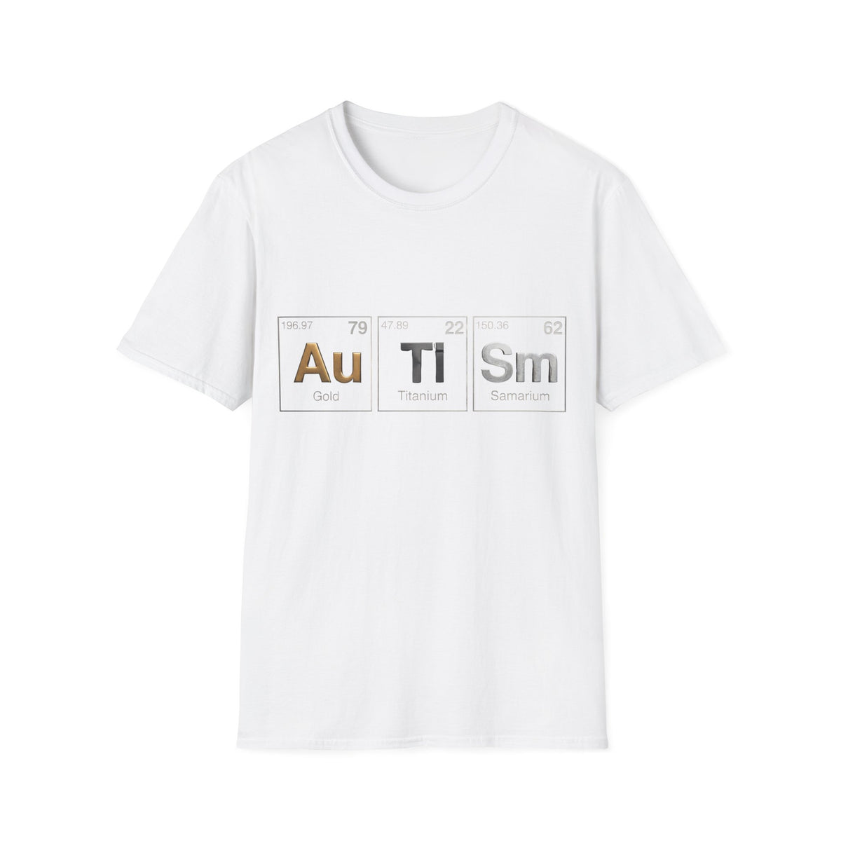 Adult T-Shirt — 'Au Ti Sm' Periodic Table Autism Awareness Tee