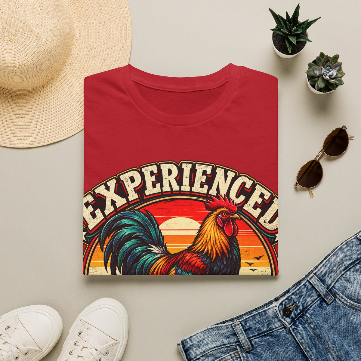 Experienced Cock Handler Adult T-Shirt — Retro Rooster Graphic Tee