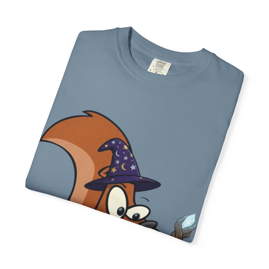 Wizard Squirrel Adult T-Shirt — "Rizz 'em With The Tism" Cute Magic Cartoon Tee