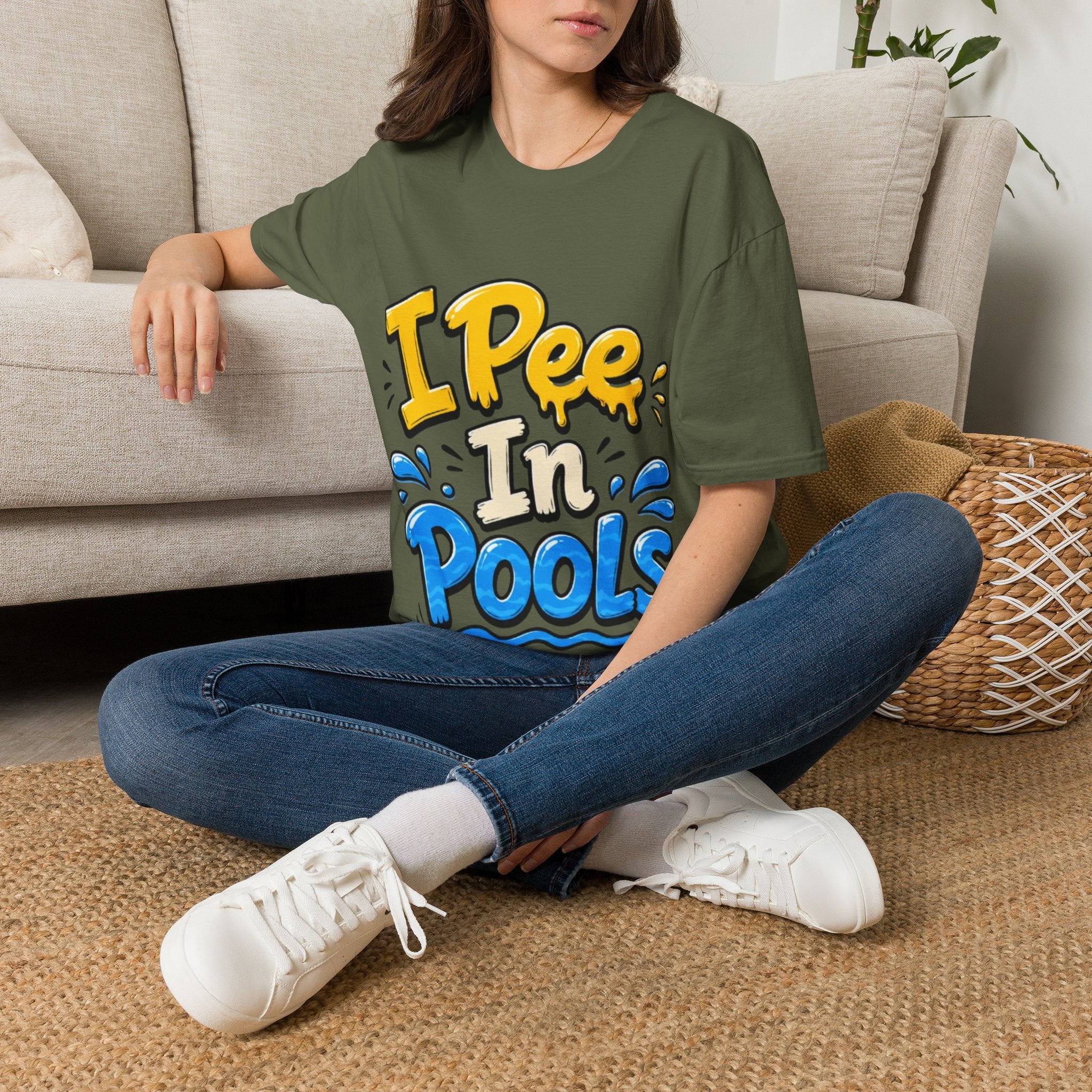 Funny "I Pee in Pools" Adult T-Shirt — Humorous Summer Pool Party Tee