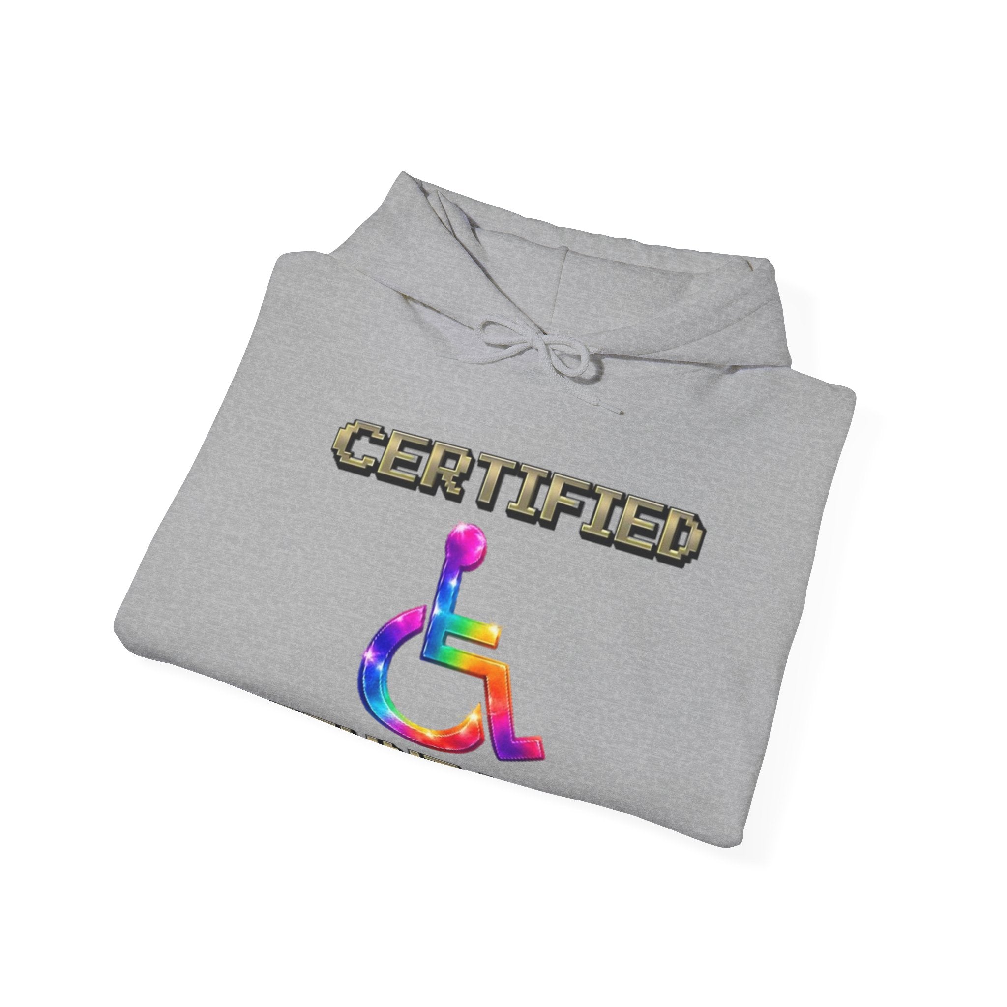 Adult Hoodie - "Certified Stunt Man" Rainbow Wheelchair Hoodie
