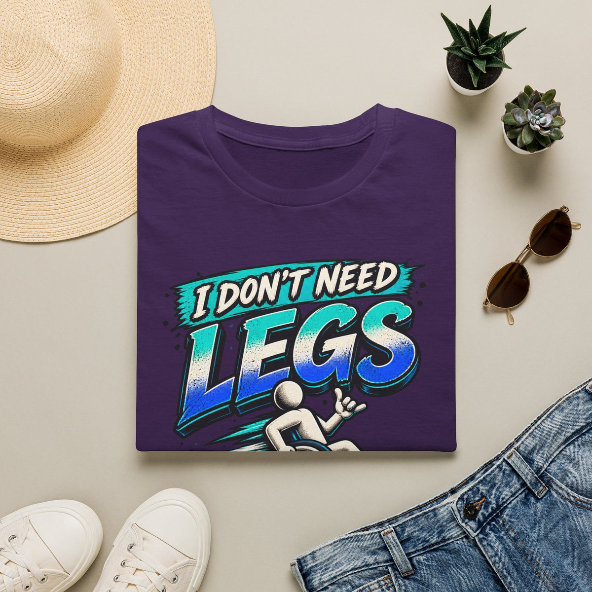 I Don't Need Legs to Kick Your Ass Adult T-Shirt — Funny Wheelchair Disability Pride Tee