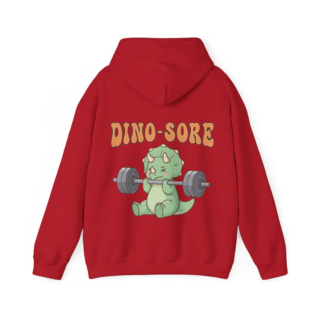 Dino-Sore Adult Hoodie — Cute Triceratops Weightlifting Sweatshirt