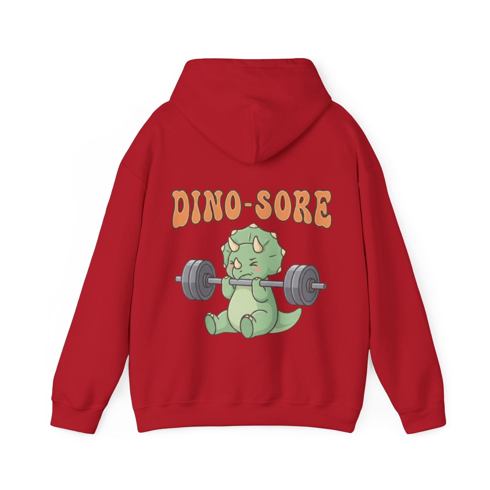 Dino-Sore Adult Hoodie — Cute Triceratops Weightlifting Sweatshirt