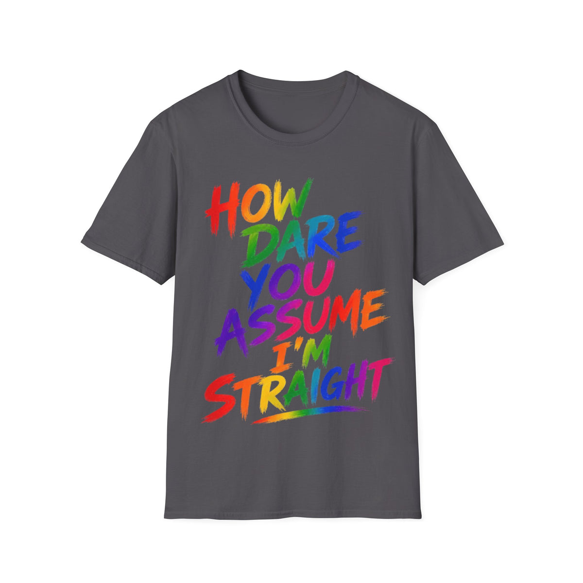 How Dare You Assume I’m Straight Adult T-Shirt — Rainbow Pride Graphic Tee