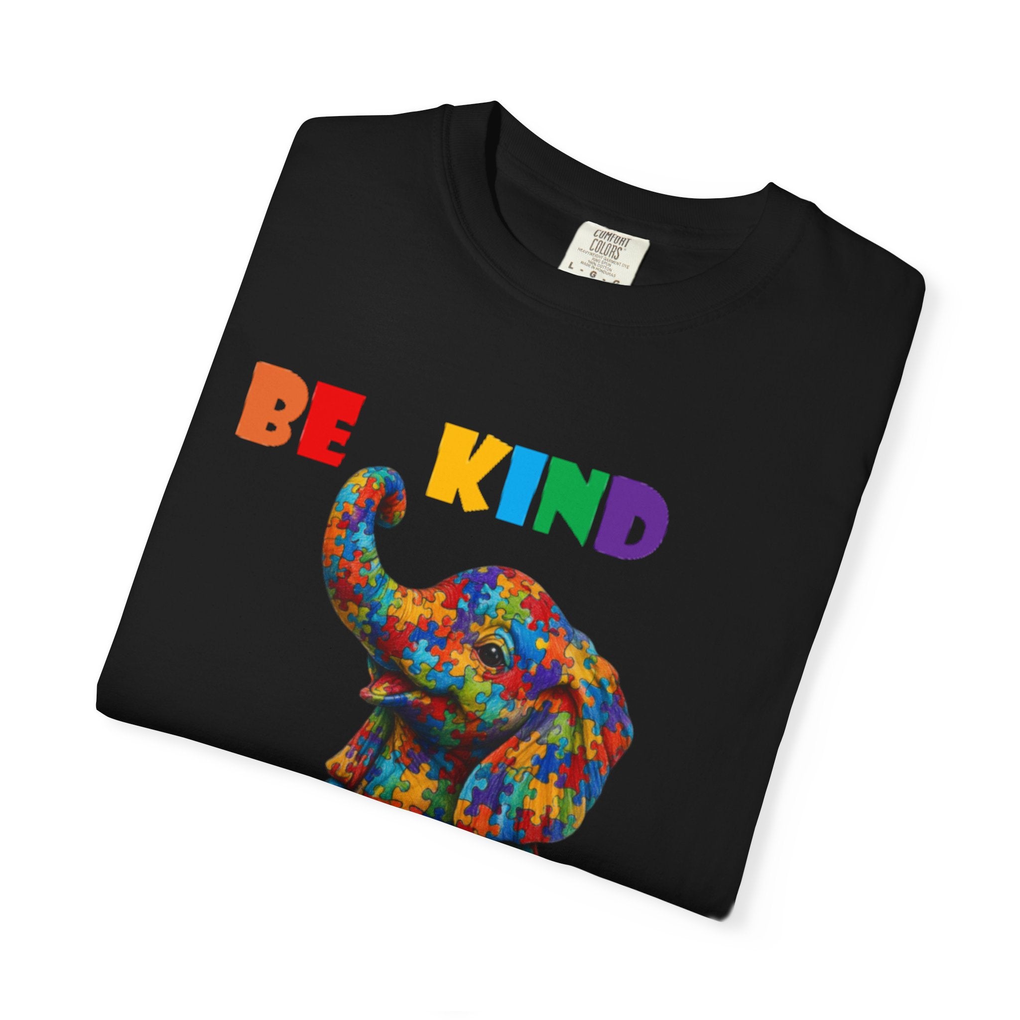 Be Kind Be Strong Elephant T-shirt | Colorful Puzzle Pattern Adult T-Shirt
