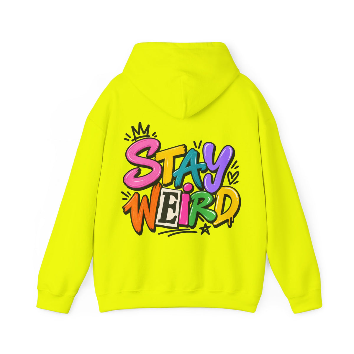 Stay Weird Adult Hoodie – Colorful Graffiti Graphic Hoodie