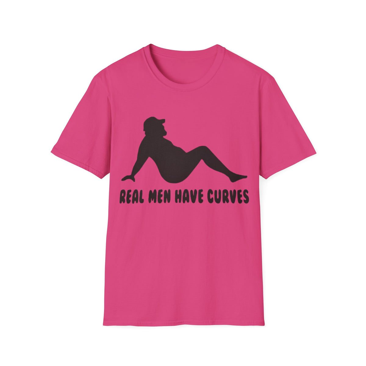 Curvy Silhouette Adult T-Shirt — "Real Men Have Curves" Graphic Tee