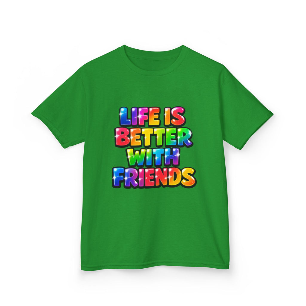 Kids T-Shirt — "Life Is Better With Friends" Rainbow Graphic Tee