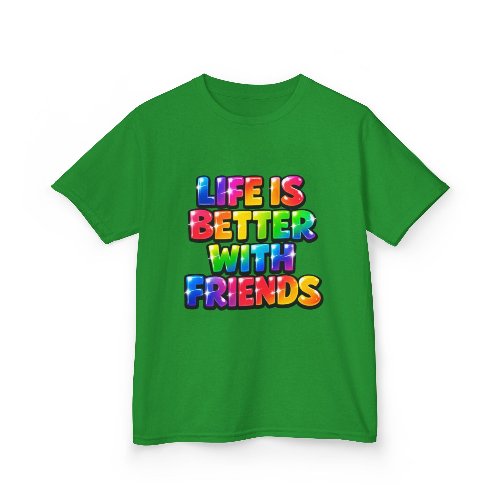 Kids T-Shirt — "Life Is Better With Friends" Rainbow Graphic Tee