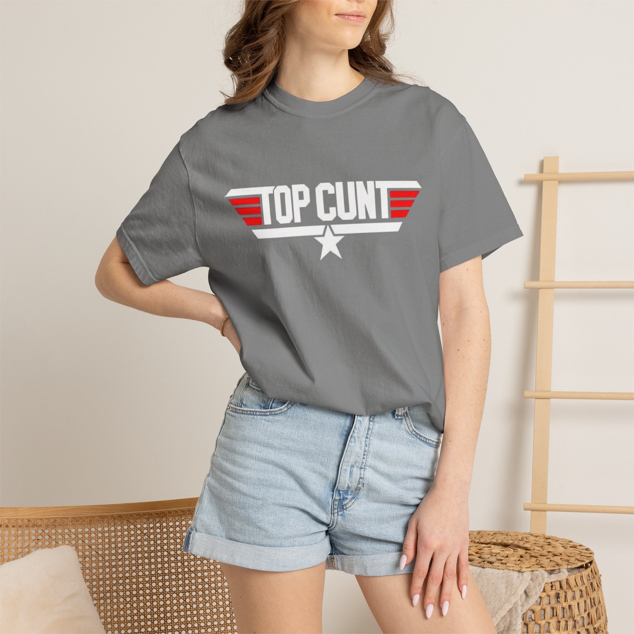 Top Cunt Graphic Adult T-Shirt — Retro Military-Inspired Statement Tee