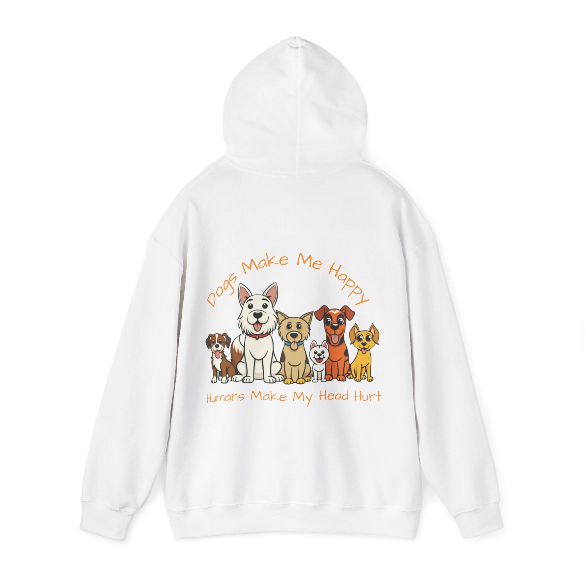 Dog Lovers Adult Hoodie — "Dogs Make Me Happy, Humans Make My Head Hurt" Cute Cartoon Dogs Pullover