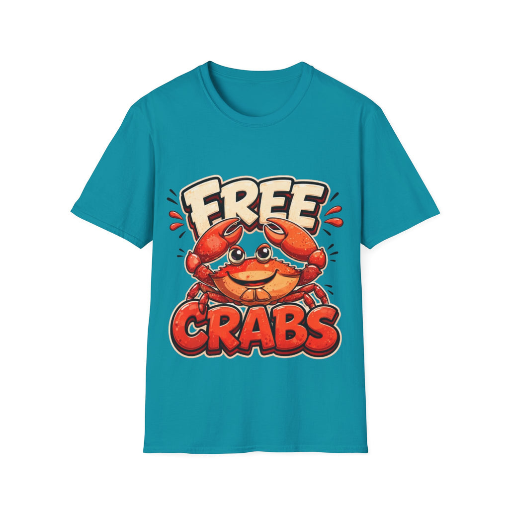 Free Crabs Adult T-Shirt — Funny Seafood Beach Graphic Tee