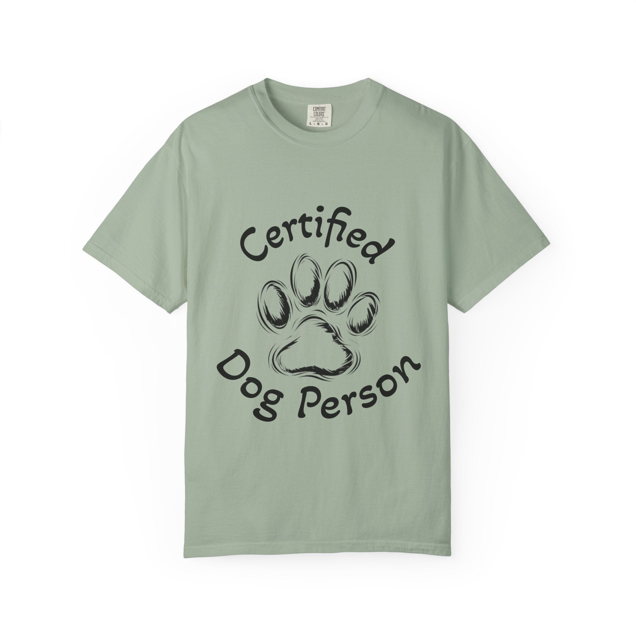 Certified Dog Person Adult T-Shirt — Paw Print Graphic Tee for Dog Lovers