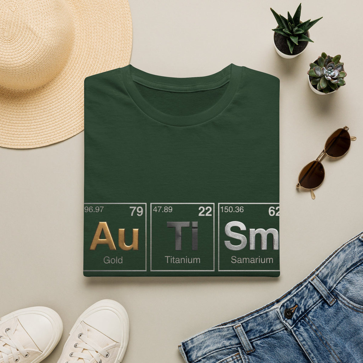 Adult T-Shirt — 'Au Ti Sm' Periodic Table Autism Awareness Tee