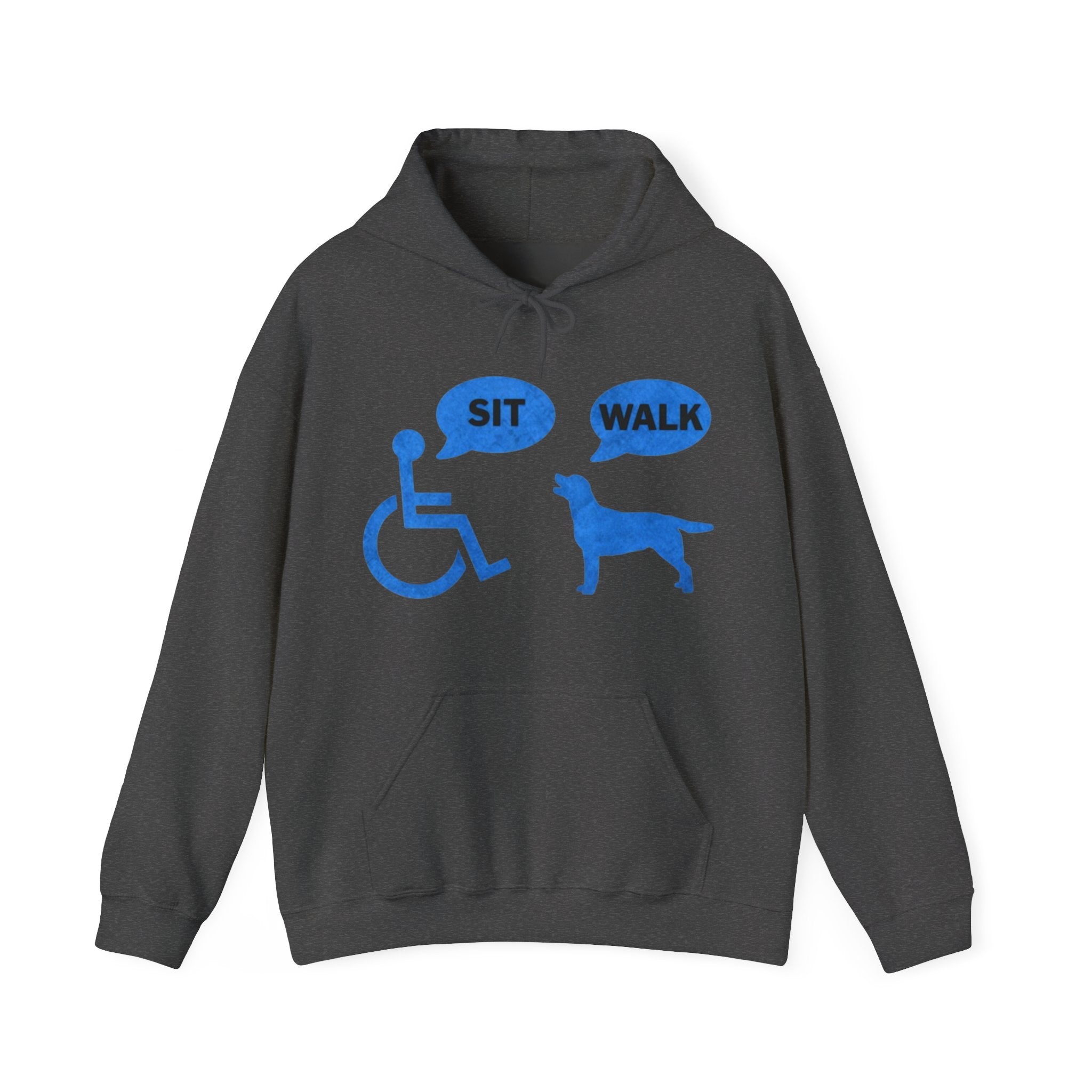 Hoodie - Wheelchair & Dog Speech Bubbles “SIT / WALK” Rescue Pet Support Sweatshirt