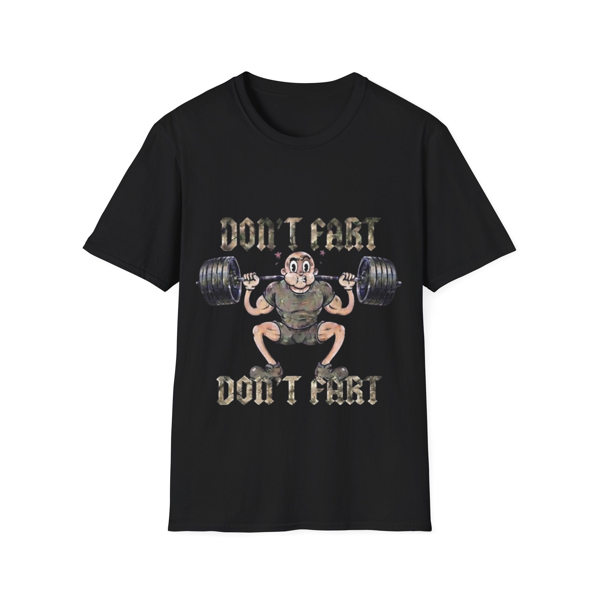Don't Fart Weightlifting  Adult T‑Shirt — Funny Gym Workout Tee