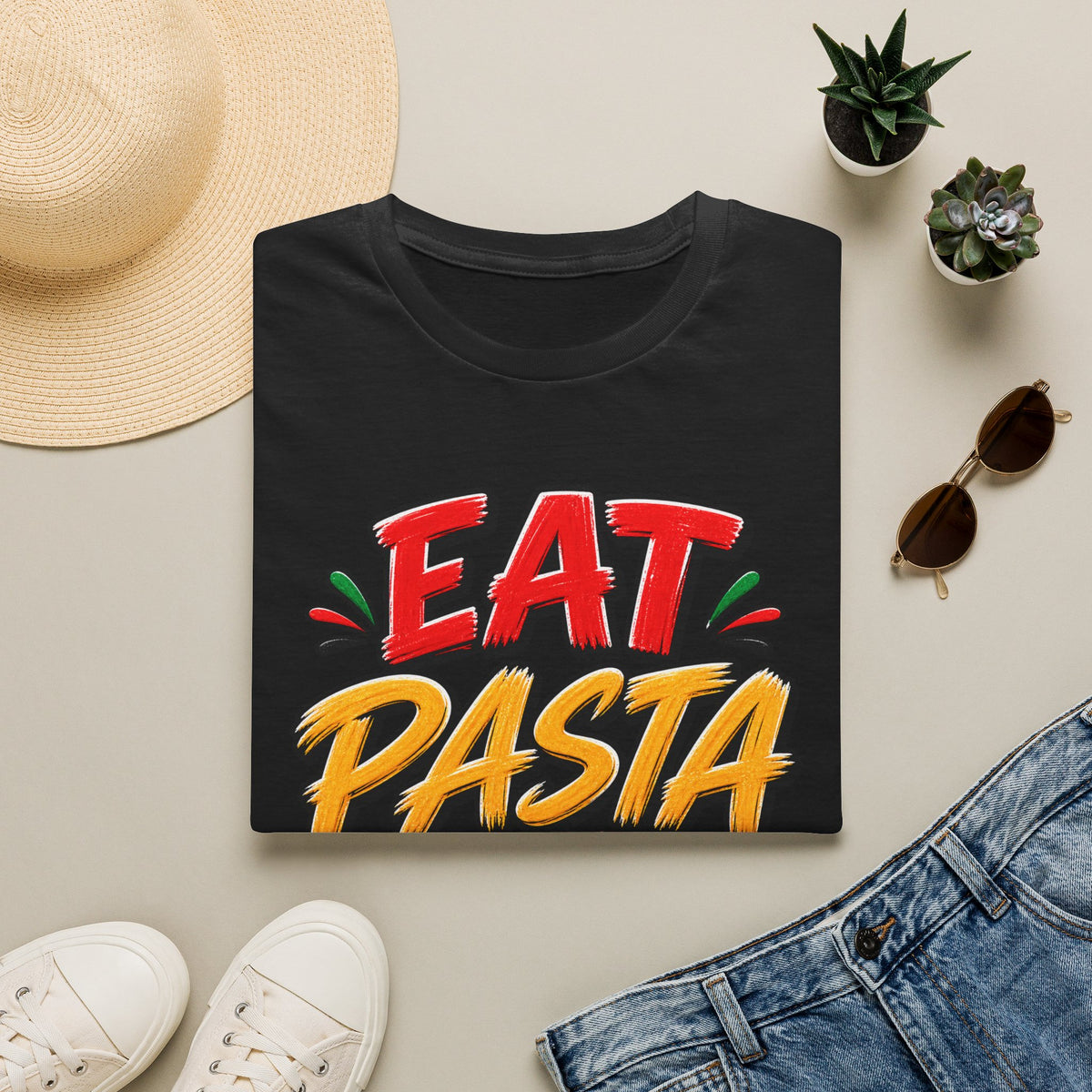 Eat Pasta Run Fasta Adult T-Shirt — Funny Italian Food & Running Graphic Tee