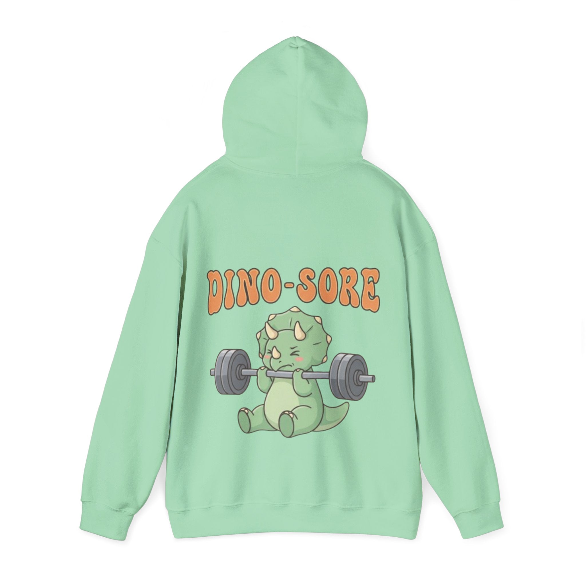 Dino-Sore Adult Hoodie — Cute Triceratops Weightlifting Sweatshirt