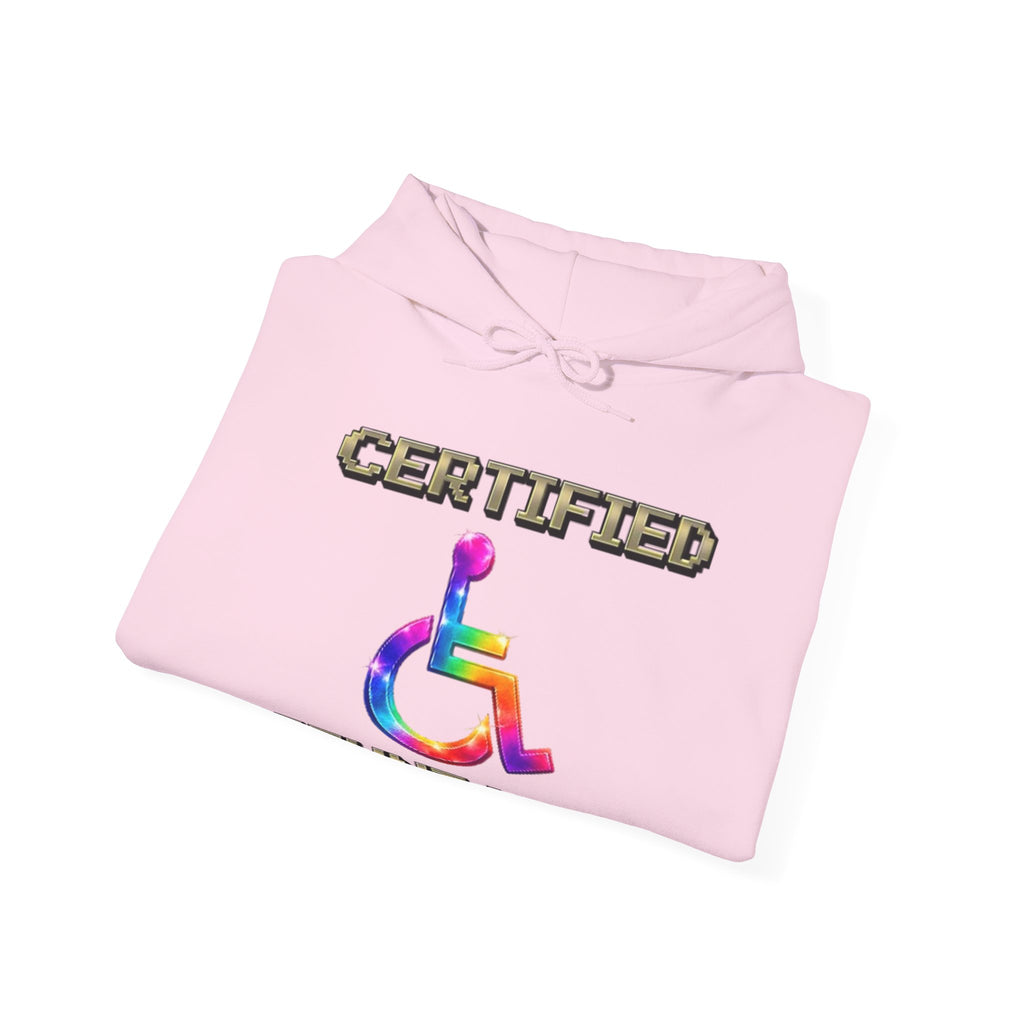 Adult Hoodie - "Certified Stunt Man" Rainbow Wheelchair Hoodie