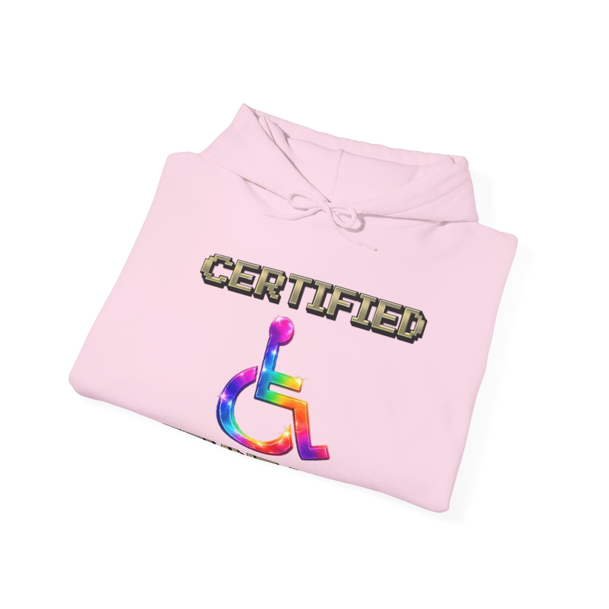 Adult Hoodie - "Certified Stunt Man" Rainbow Wheelchair Hoodie