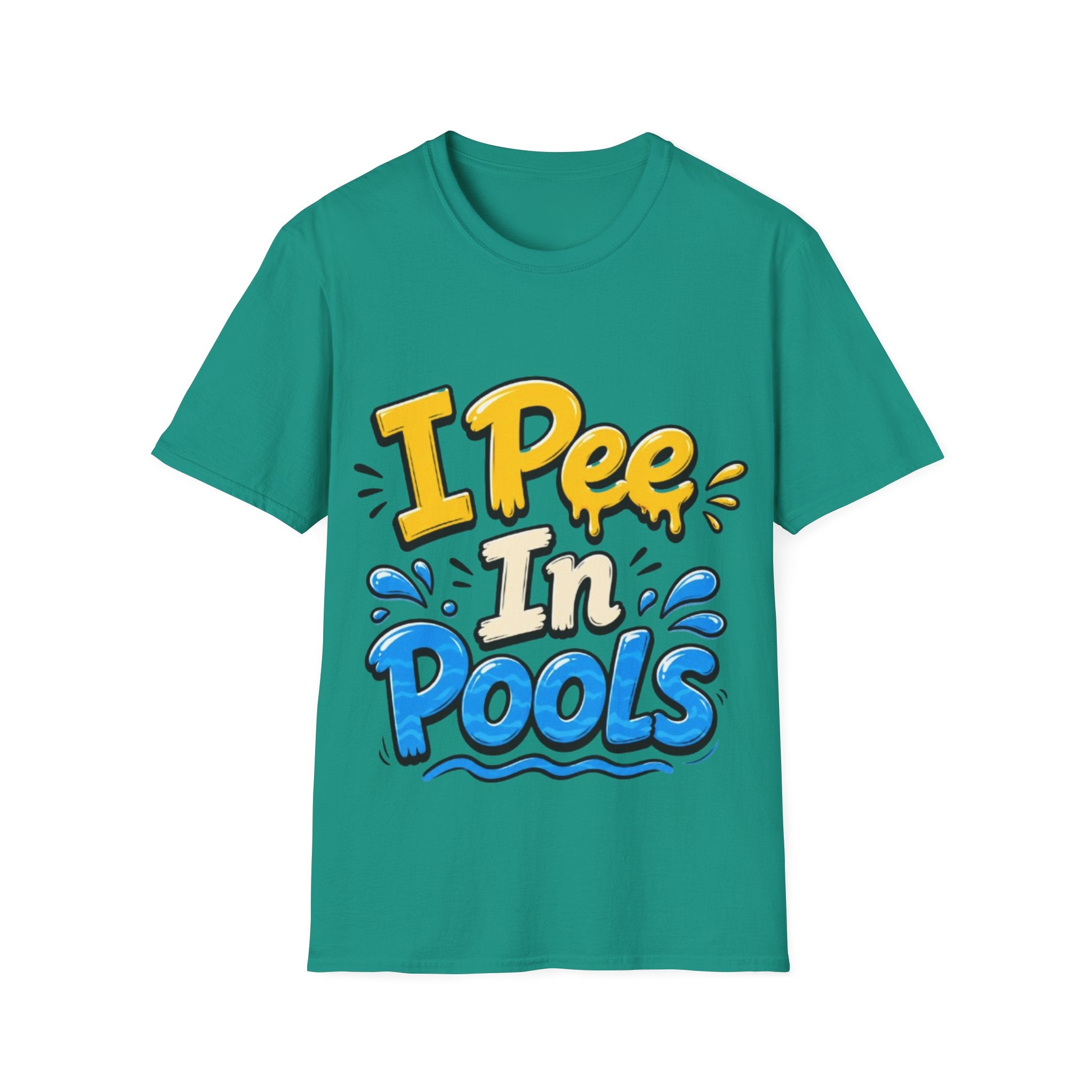 Funny "I Pee in Pools" Adult T-Shirt — Humorous Summer Pool Party Tee