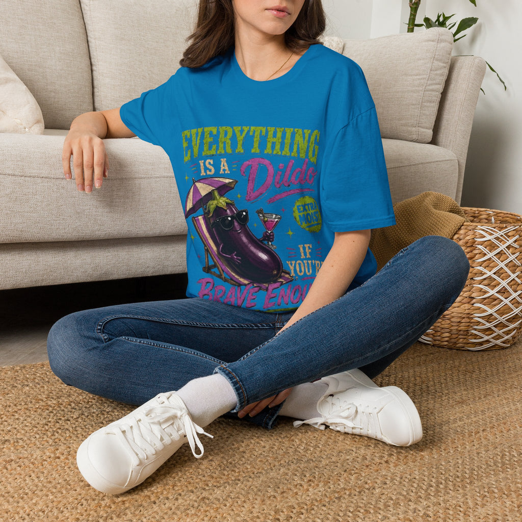 Graphic Adult T‑Shirt — "Everything Is a Dildo" Humorous Eggplant Design