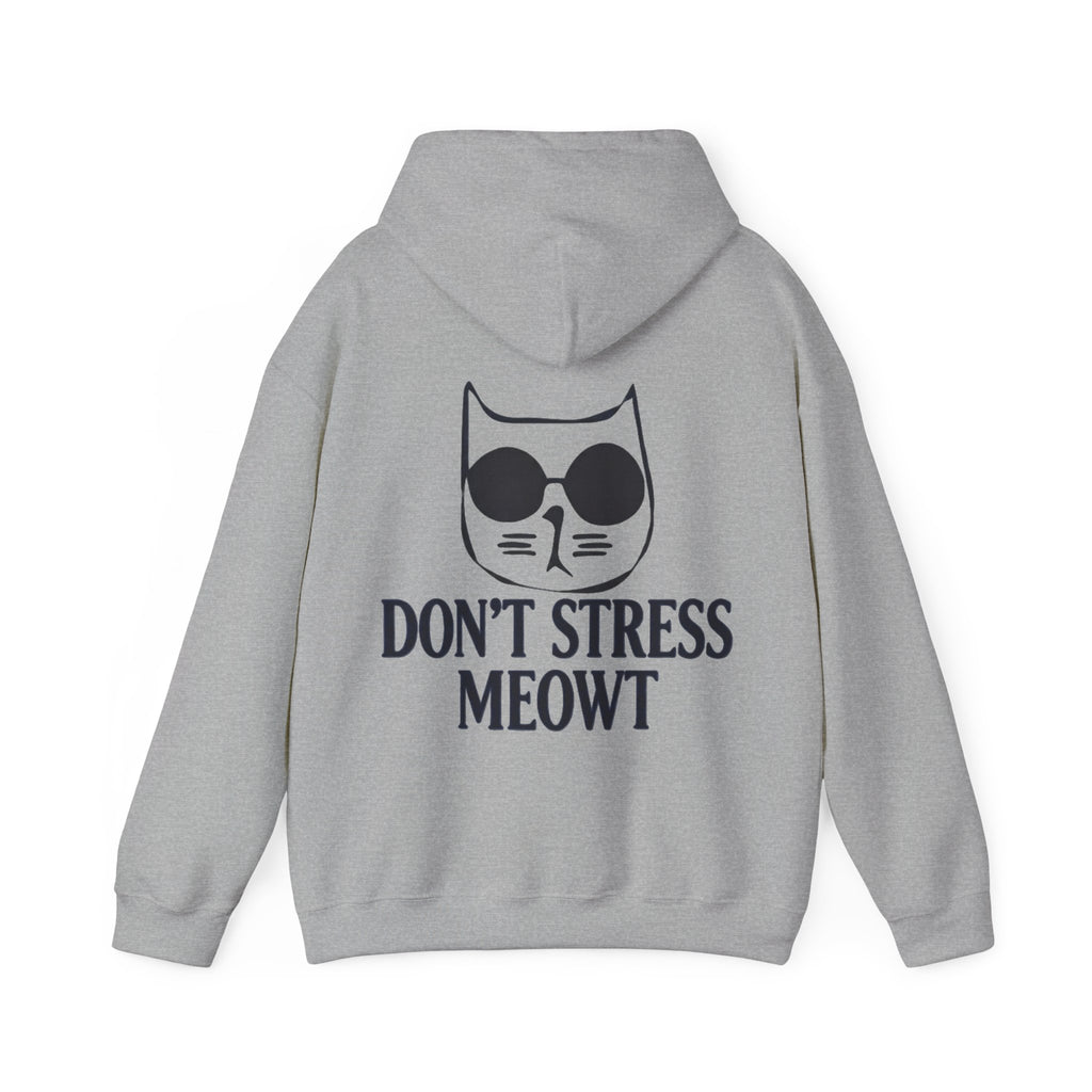 Don't Stress Meowt Adult Hoodie — Relaxed Cat Graphic Sweatshirt