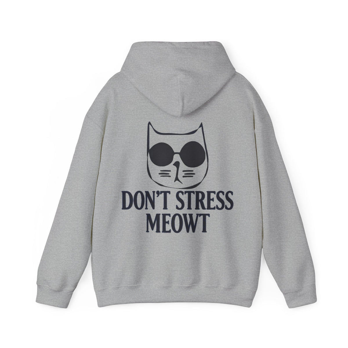 Don't Stress Meowt Adult Hoodie — Relaxed Cat Graphic Sweatshirt