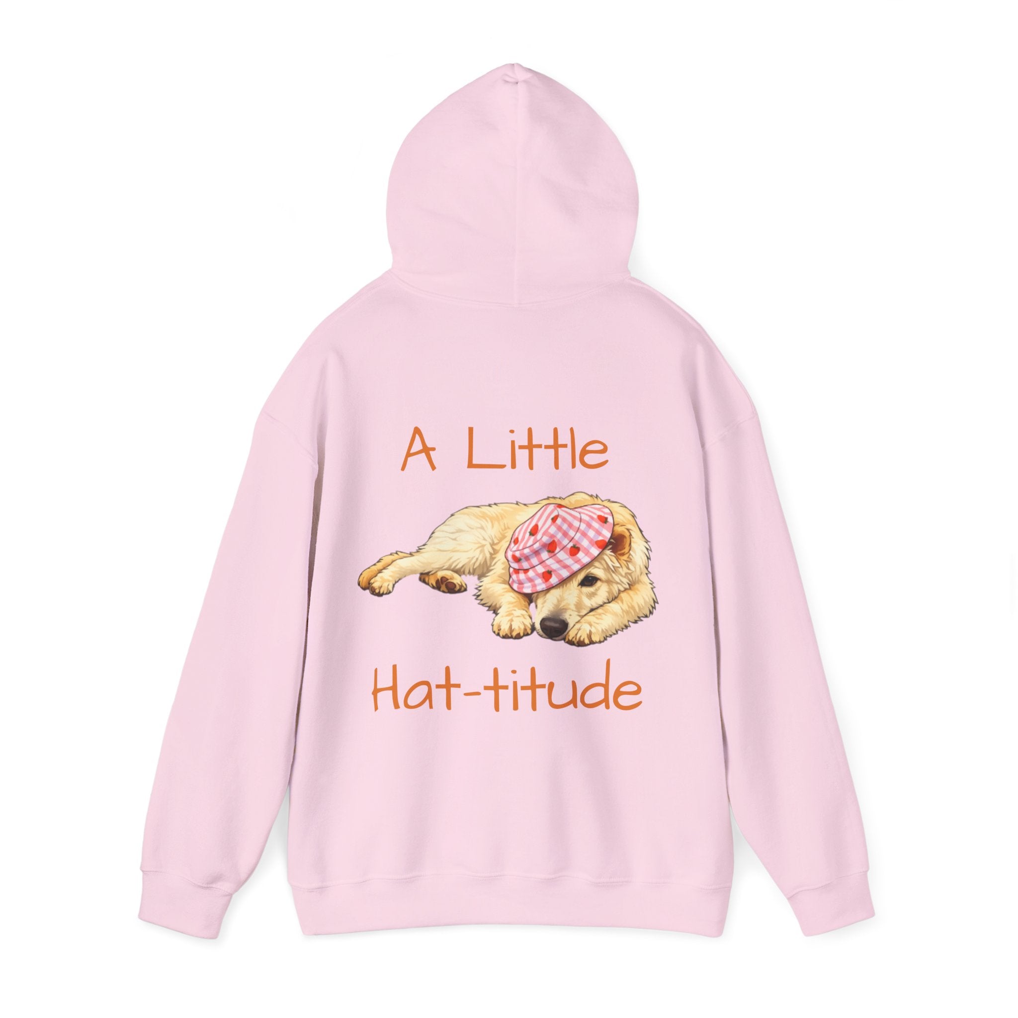 A Little Hat-Titude Puppy Illustration Adult Hoodie | Cute Dog Paw Chest Print
