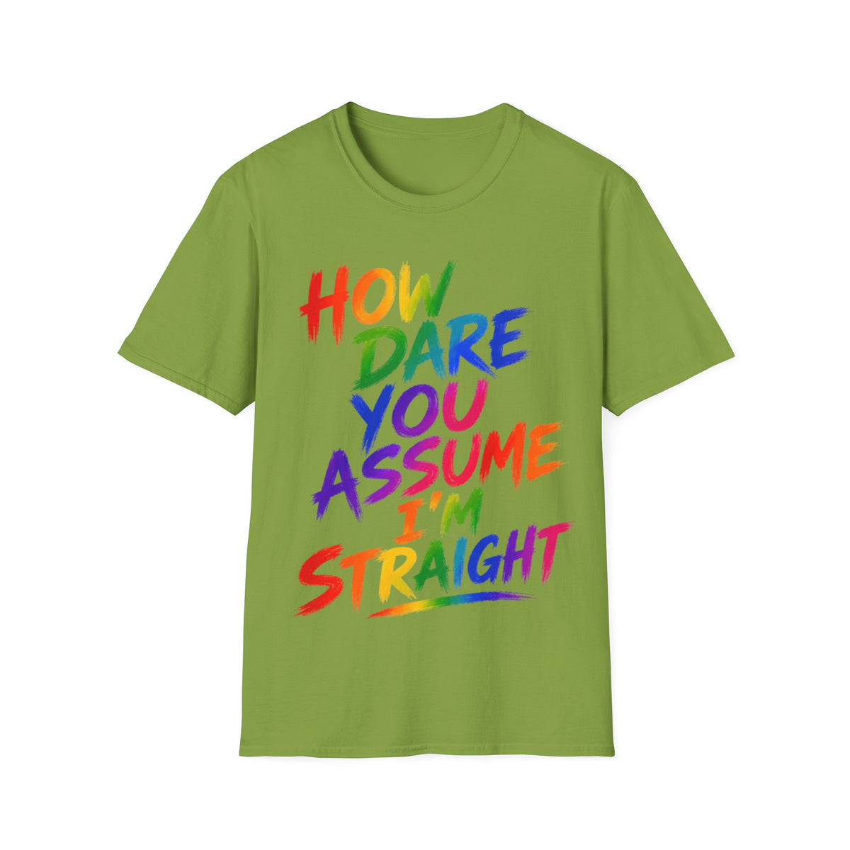 How Dare You Assume I’m Straight Adult T-Shirt — Rainbow Pride Graphic Tee